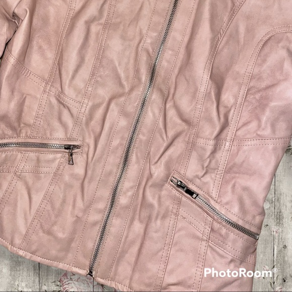 BLACK RIVET Faux Leather Moto Jacket, Pink, Wmn's LG - Picture 7 of 8
